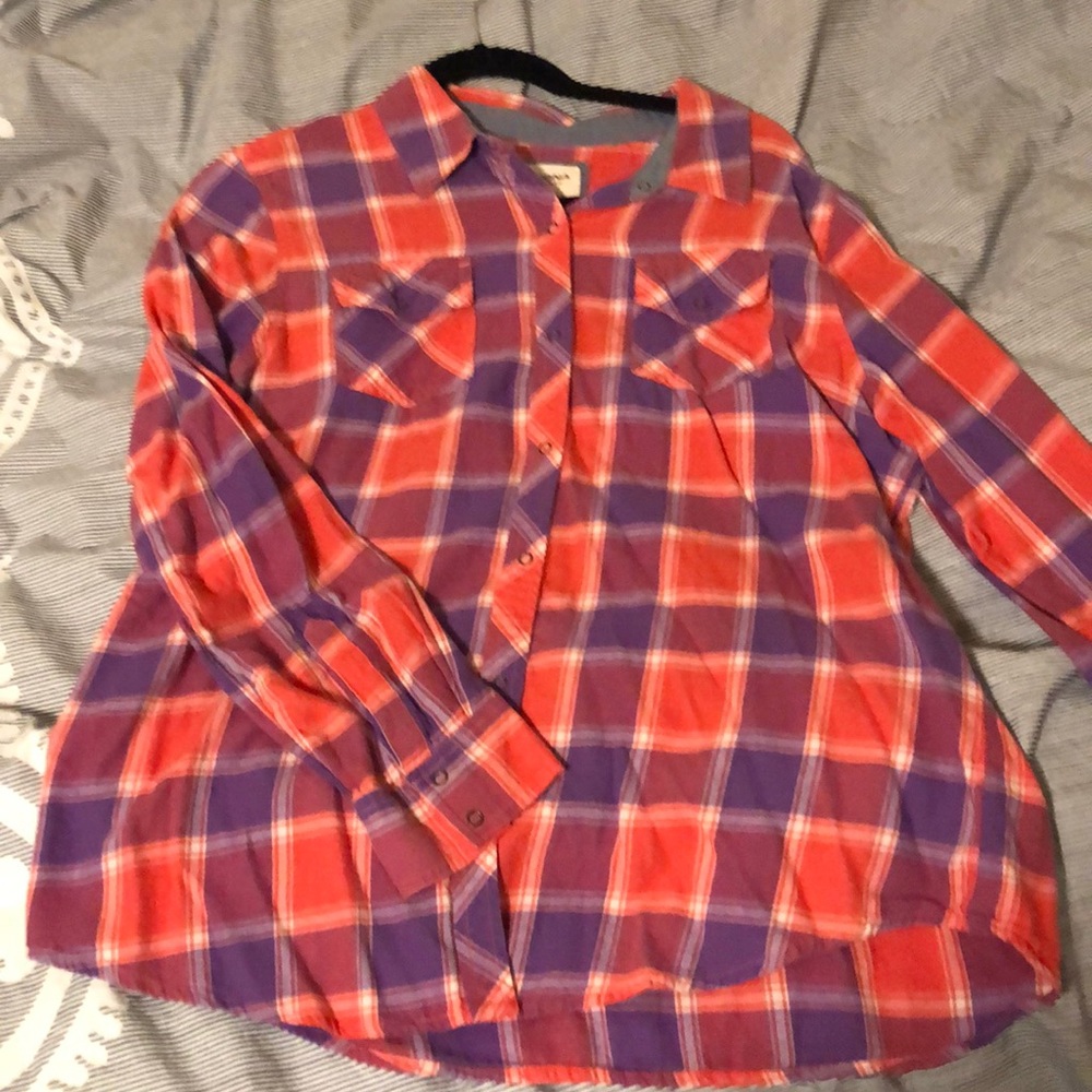 Purple & Orange plaid shirt